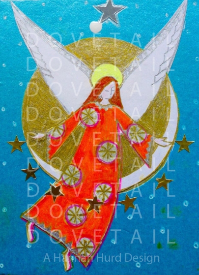 Angel in Red digital download Christmas and New year card
