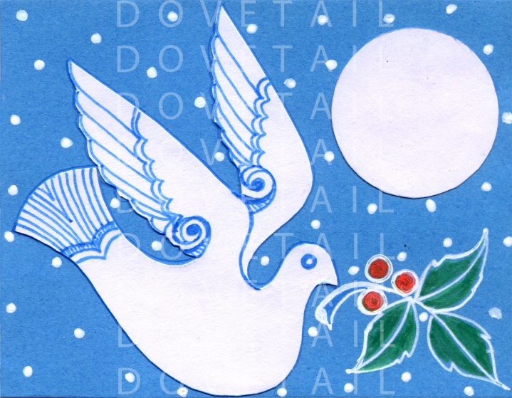 Digital Christmas card, Dove of Peace, New Year card, Digital Greetings card
