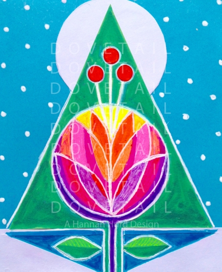 Digital Christmas card, Flower Bubble, New Year card, Digital Greetings card