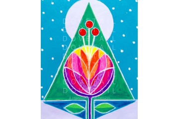 Digital Christmas card, Flower Bubble, New Year card, Digital Greetings card